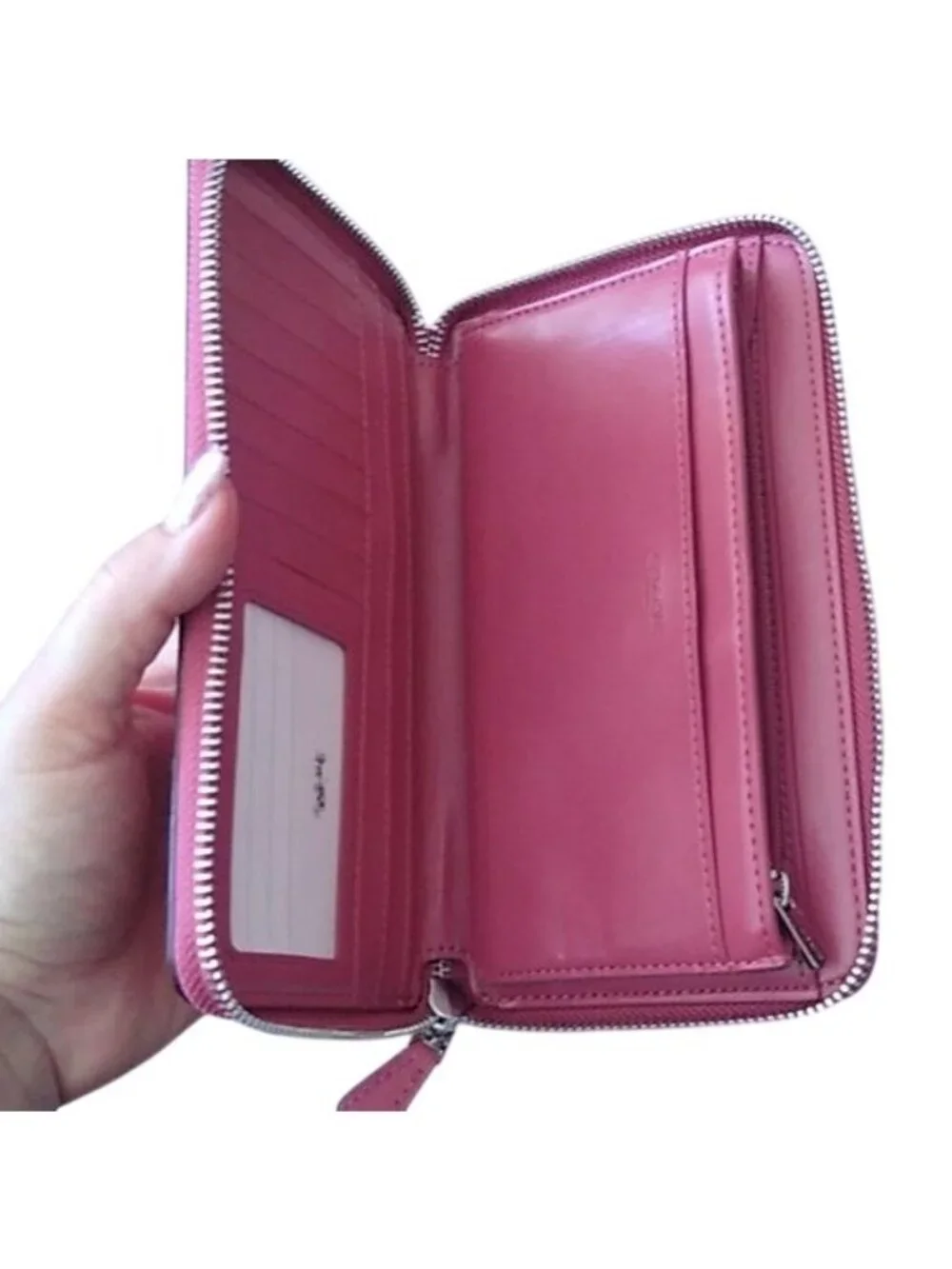 Coach F39885 Embossed Continental Wallet, SV/Strawberry - Picture 5 of 6